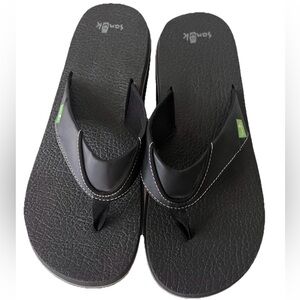 Sanuk Sandals Mens Size 13 Black Flip Flop Comfort Casual SMS2839C Summer Beach